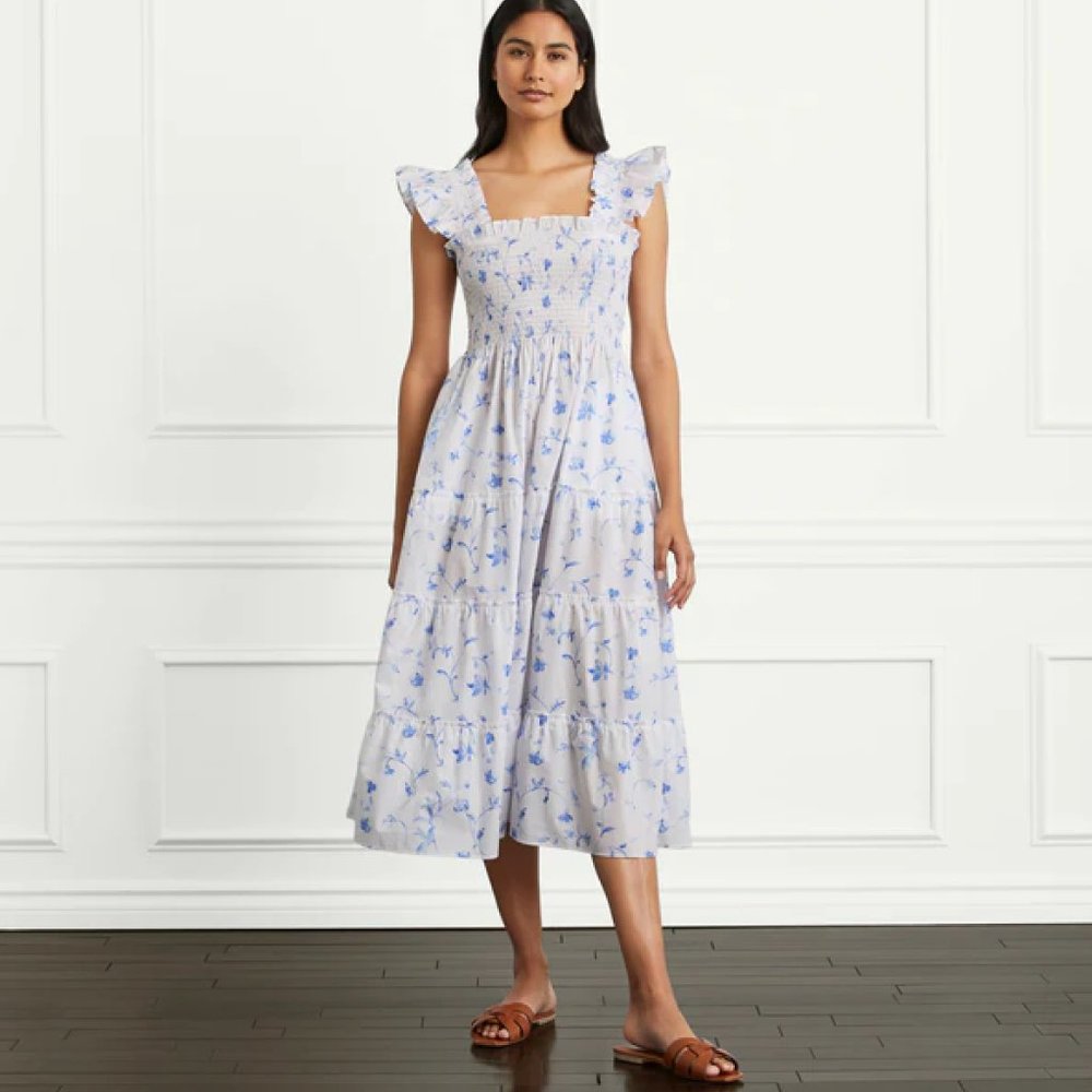 Hill House Nap Dress Blue Botanical L
